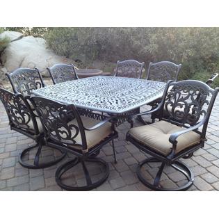 Patioland Ld1238 11 Ld777 6464 Mandalay Outdoor Patio 9 Pc Dining Set 64x64 Inch Cast Aluminum Antique Bronze