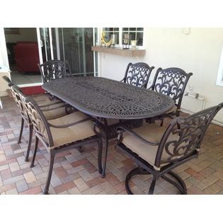 Patioland Ld1238 1 11 Ld777b 4287 Mandalay Outdoor Patio 7 Pc Dining Set Oval 42 X 87 Cast Aluminum Antique Bronze