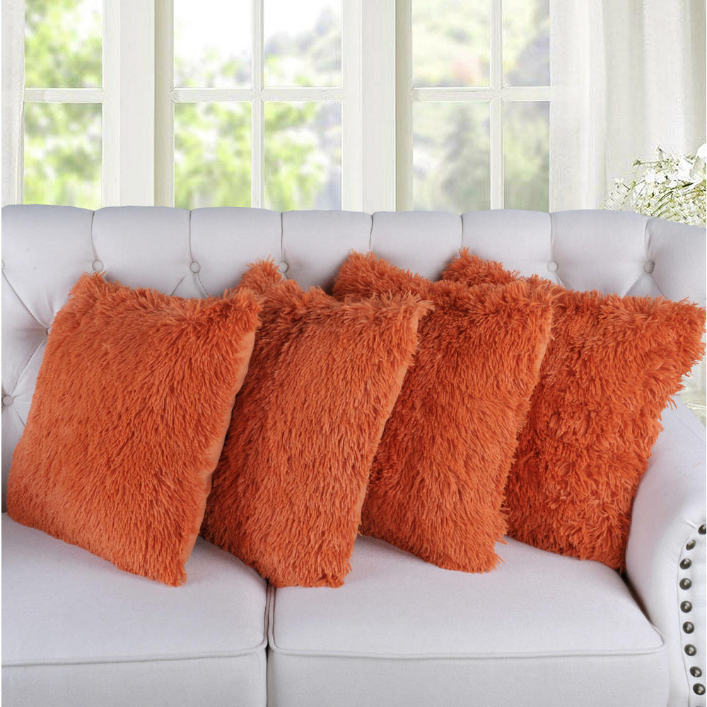 Home Soft Things Shaggy 4 Piece Throw Pillow Shell Set