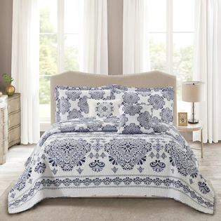 Serenta Medallion 5 Piece Quilt Bed Spread Set