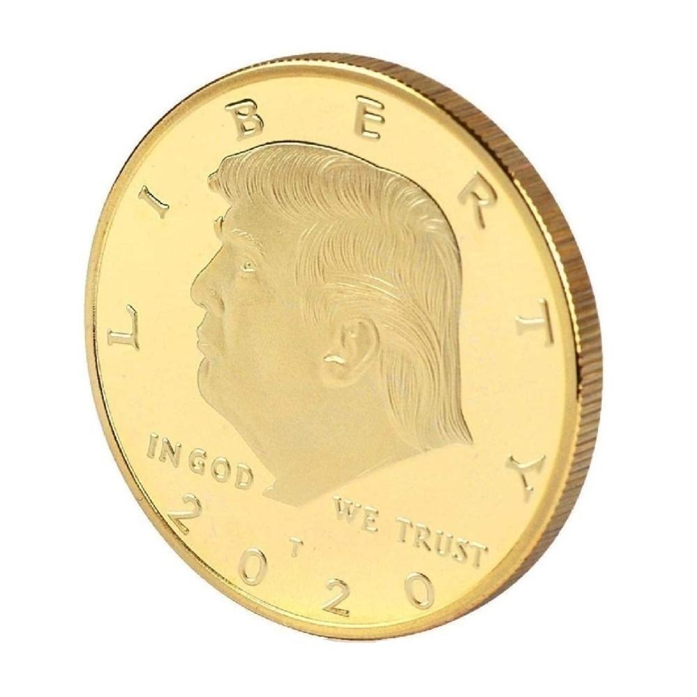 World Coins 24K Gold-Plated Donald J. Trump President 2020 Eagle Seal Commemorative Collectible Souvenir Challenge Coin w/Display Case