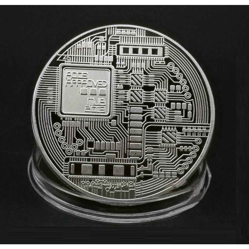World Coins Silver-Plated Bitcoin Commemorative Collectible Souvenir Challenge Coin w/Case
