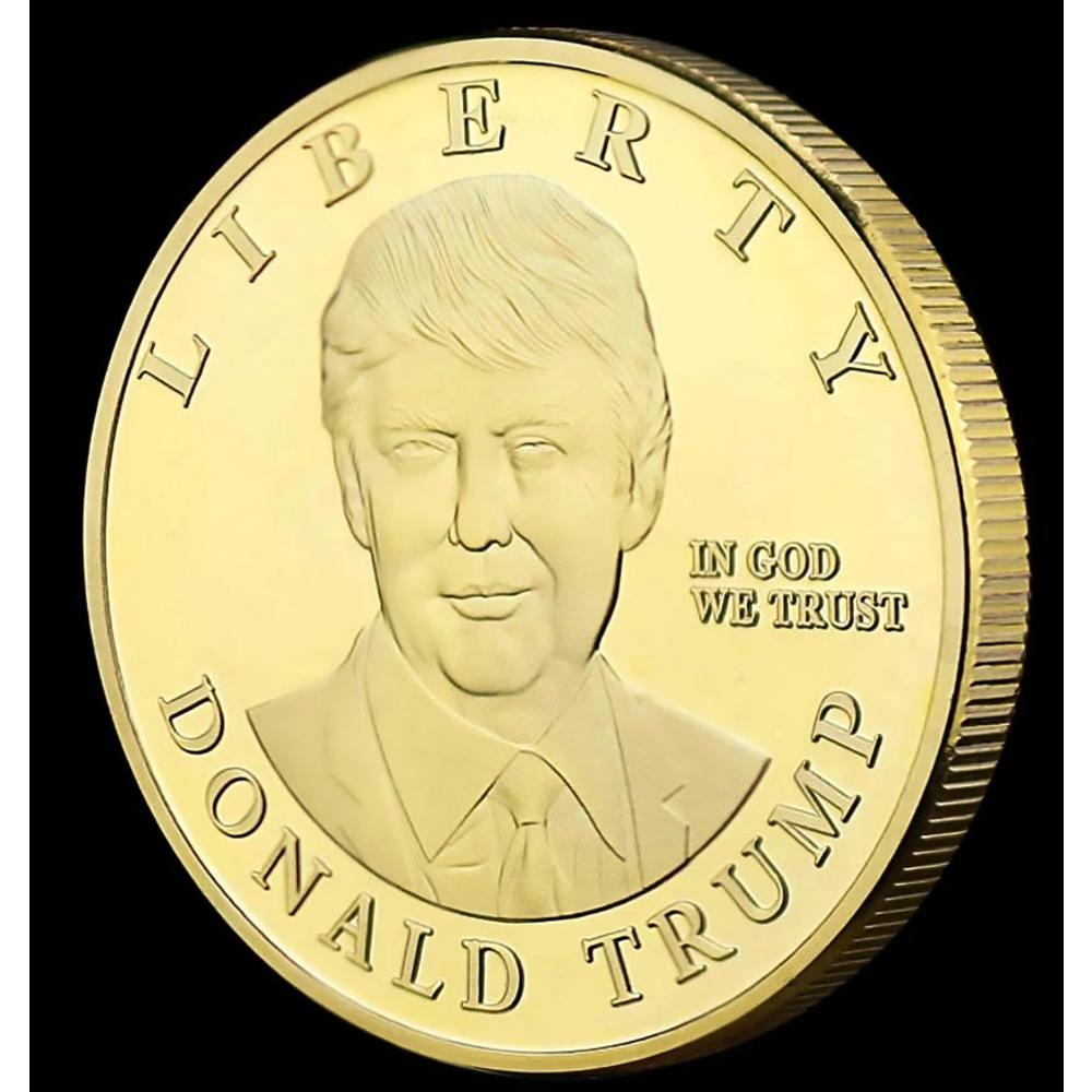 World Coins 24K Gold-Plated Donald J. Trump 2016 Statue of Liberty Commemorative Collectible Souvenir Challenge Coin Gift w/Display Case