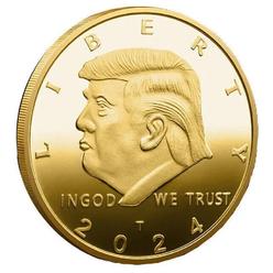 World Coins 24K Gold-Plated Donald J. Trump 2024 President Eagle Seal Commemorative Collectible Souvenir Challenge Coin Gift w/Display Case