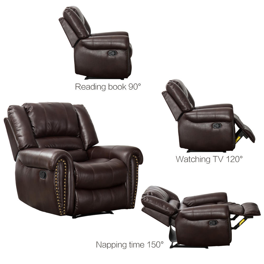 CANMOV Breathable Bonded Leather Recliner Chair, Brown