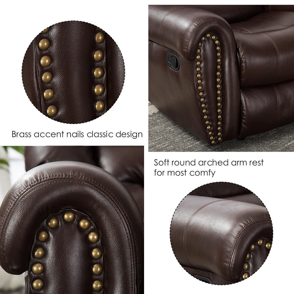 CANMOV Breathable Bonded Leather Recliner Chair, Brown
