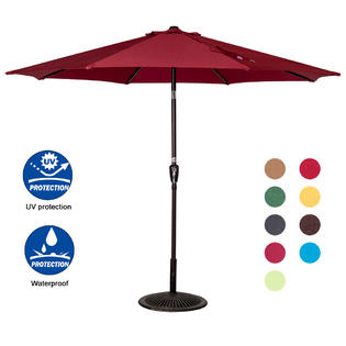 Sundale Outdoor Pu005018 9 Feet Aluminum Patio Umbrella With Crank And Push Button Tilt 8 Fiberglass Ribs Dark Green