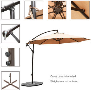 Sundale Outdoor Pu009018 10ft Offset Umbrella Cantilever Umbrella Hanging Patio Umbrella With Crank And Cross Bar Set Steel Ribs Dark Green