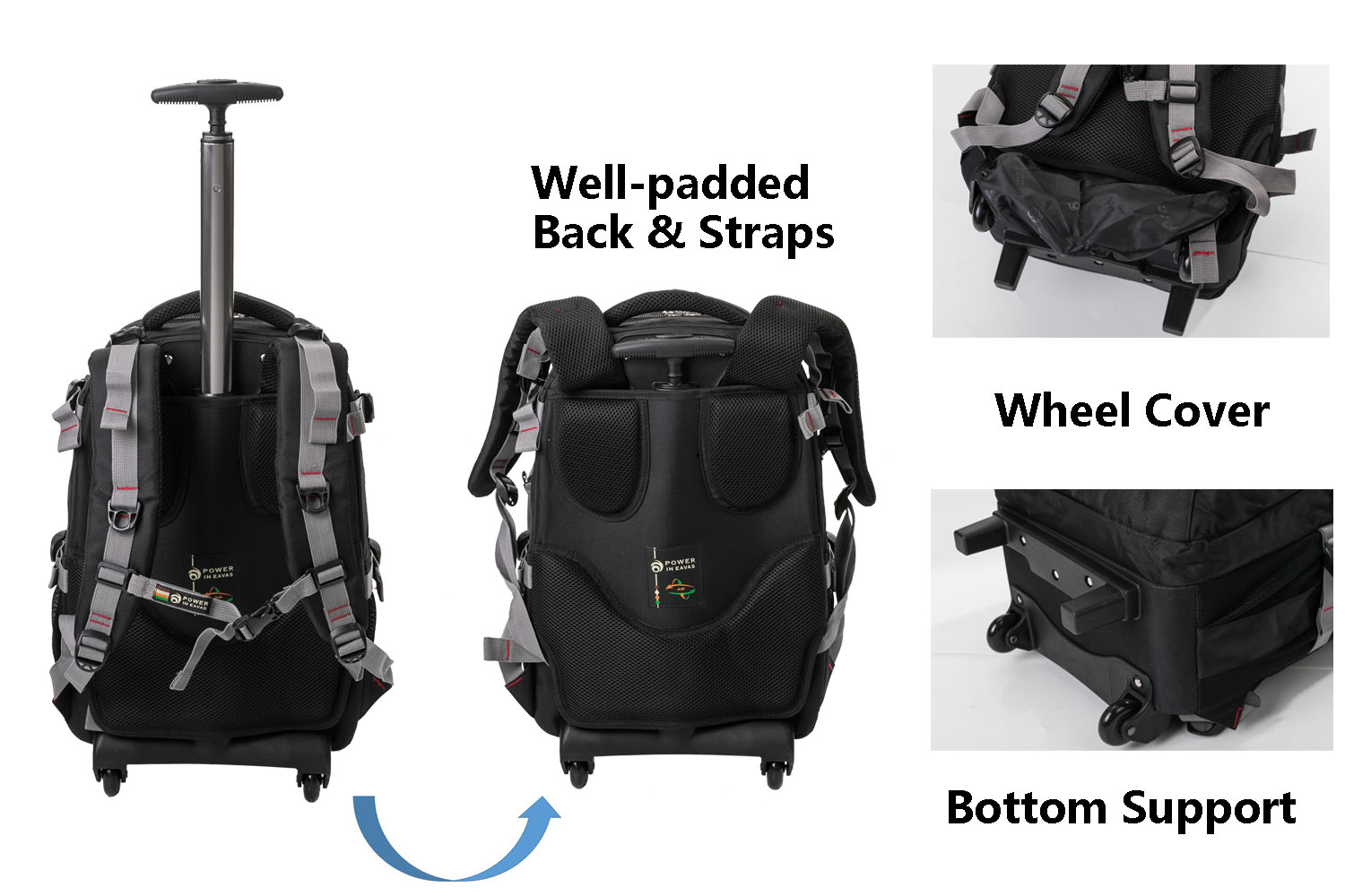 carry on luggage with backpack straps and wheels