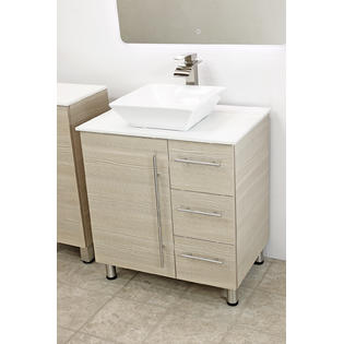 Windbay 30 Free Standing Bathroom Vanity Tan White Stone Countertop Ceramic Sink