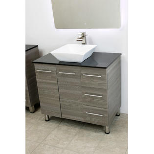 Windbay 36 Free Standing Bathroom Vanity Taupe Grey Black Stone