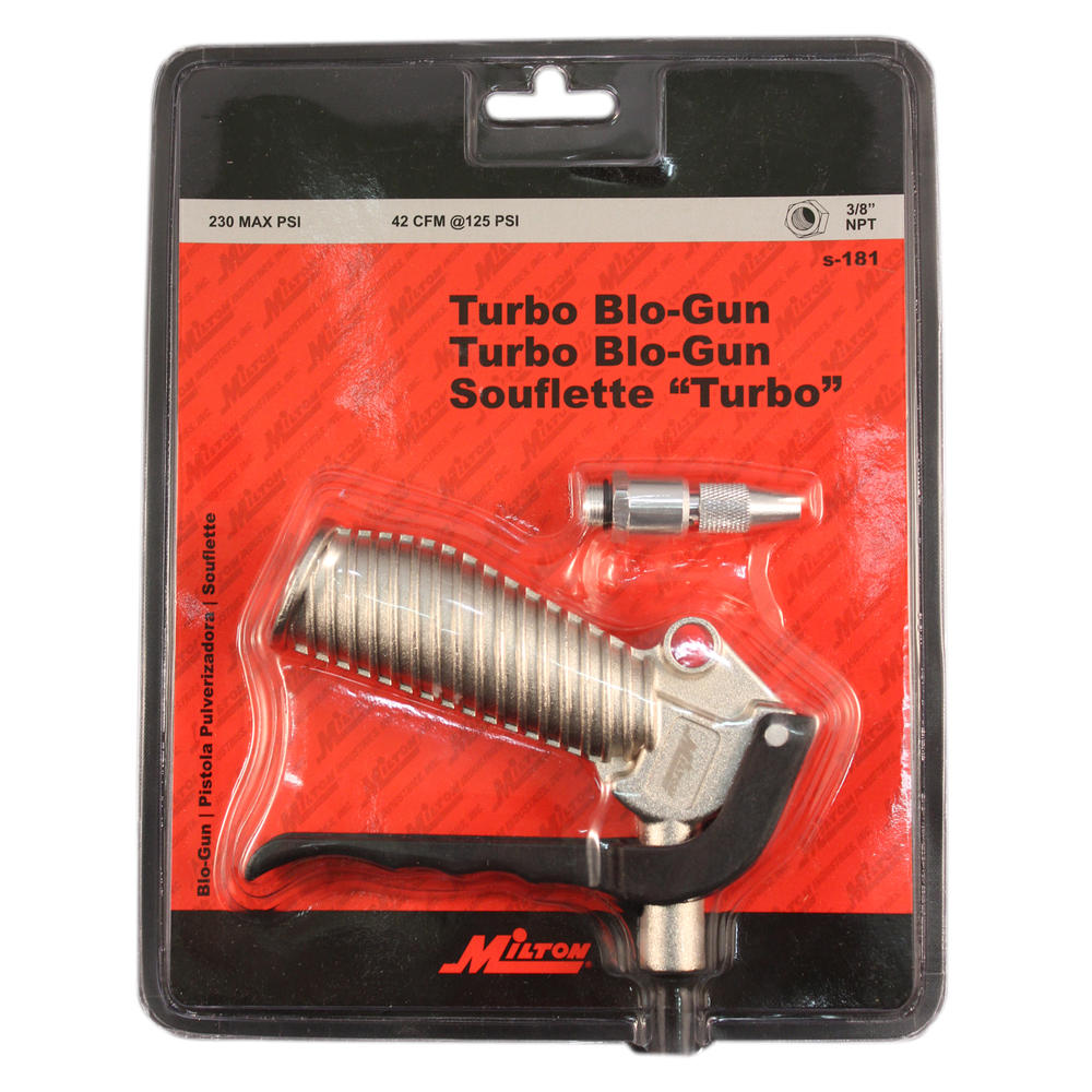 Milton Industries Milton S-181 Turbo Pistol Grip Blow Gun - Adjustable Nozzle - 42 CFM - 230 Max PSI