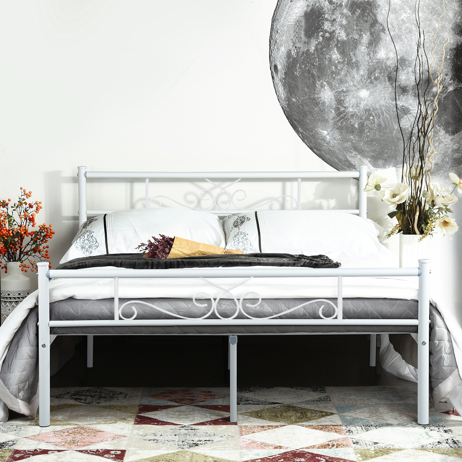 Cheerwing Queen Size Metal Bed Frame, Bed Frame To Replace Box Spring