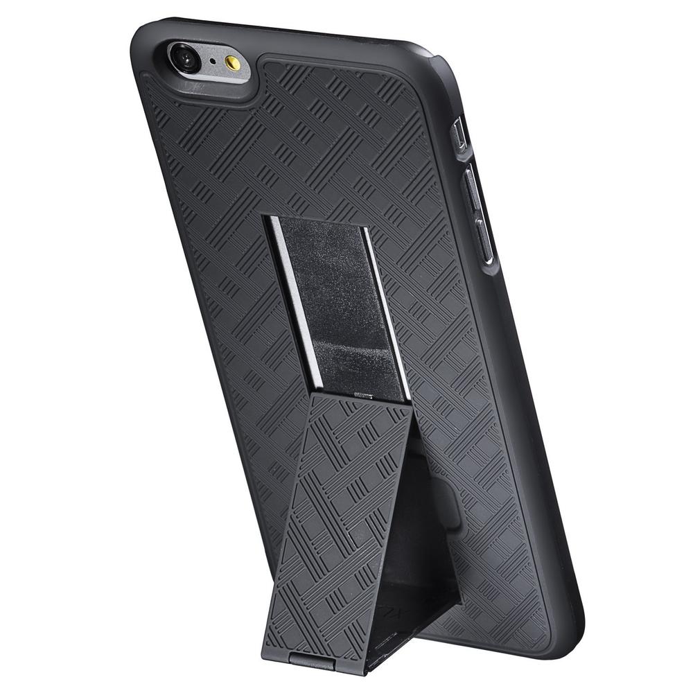 Encust iPhone 6 / 6S or 6 Plus Black Cover Combo Case With Kick Stand Holster Belt Clip