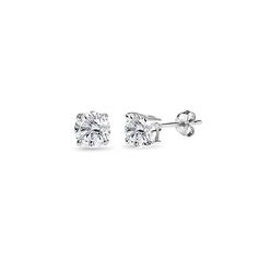 Bonjour Jewelers Sterling Silver 6mm Round-Cut Cubic Zircoina Stud Earrings