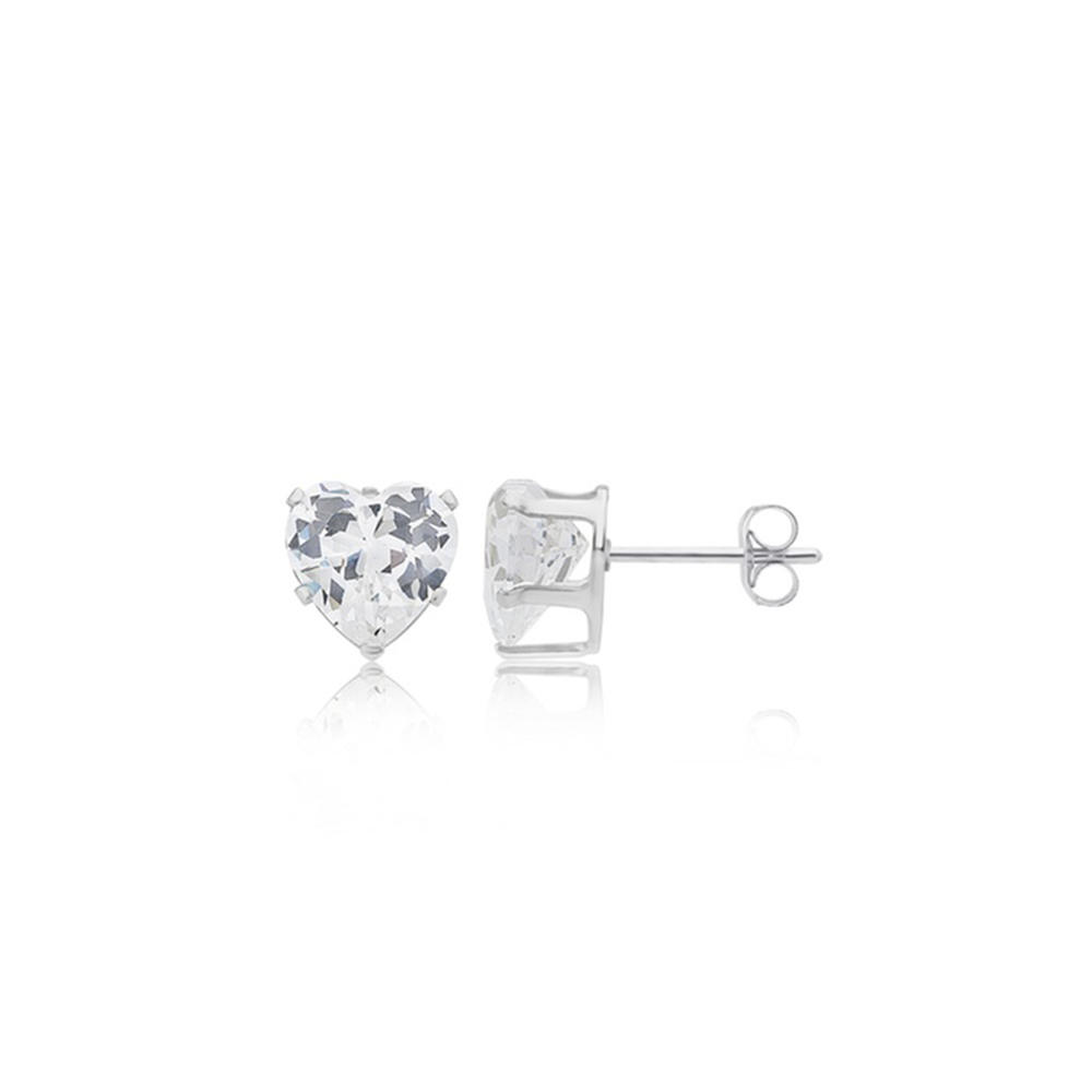 Bonjour Jewelers Classic Heart Stud Set in 18K White Gold- Available Colors