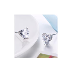 Bonjour Jewelers Classic Heart Stud Set in 18K White Gold- Available Colors
