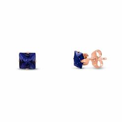 Bonjour Jewelers Stud Earrings Rose Gold Plated Silver Square Cut Purple Amethyst cz February