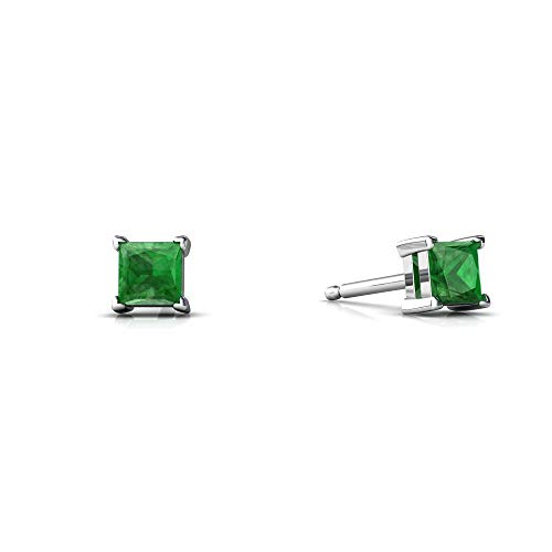 Bonjour Jewelers 14kt Gold Emerald 3mm Square Princess Cut Stud Earrings