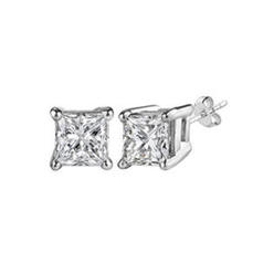 Bonjour Jewelers 10k White Gold Over Sterling Silver 2 Ct Princess White Cz Stud Earrings
