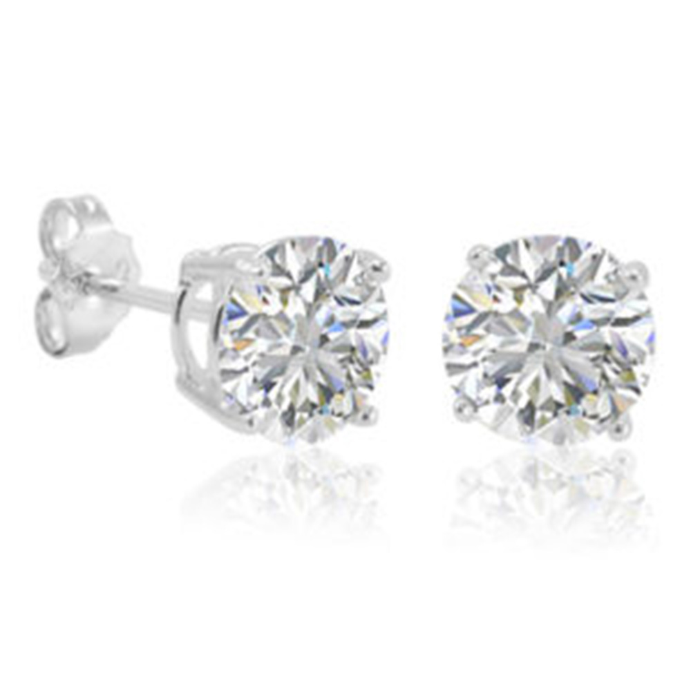 Bonjour Jewelers 14k White Gold Over Sterling Silver 3 Ct Round White Cz Stud Earrings