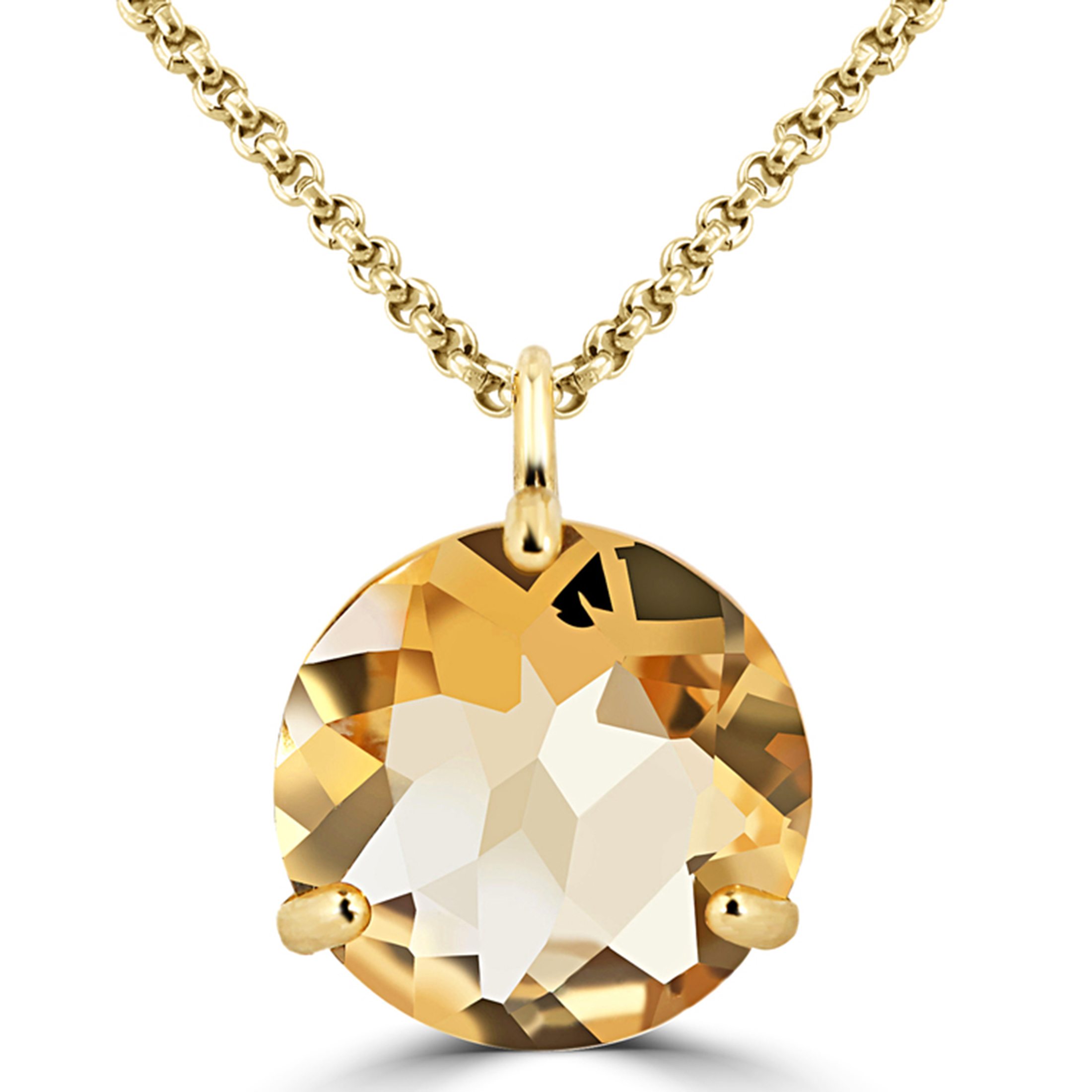 Bonjour Jewelers 4 Cttw Round Citrine 18 Inch Necklace In 14k Gold