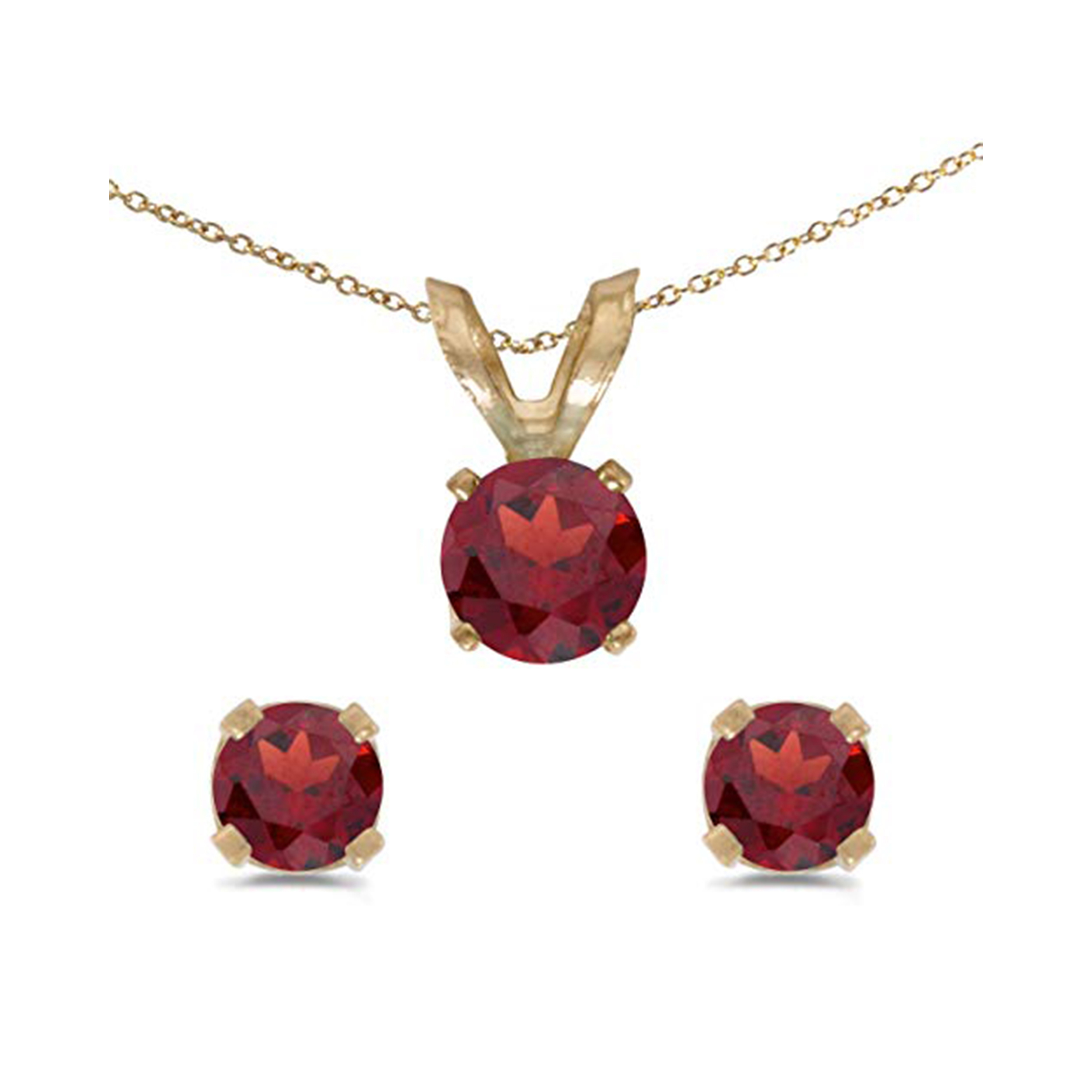 Bonjour Jewelers 4 Cttw Round Garnet 18 Inch Necklace In Earring Set 24k Gold Plated