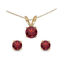 Bonjour Jewelers 4 Cttw Round Garnet 18 Inch Necklace In Earring Set 24k Gold