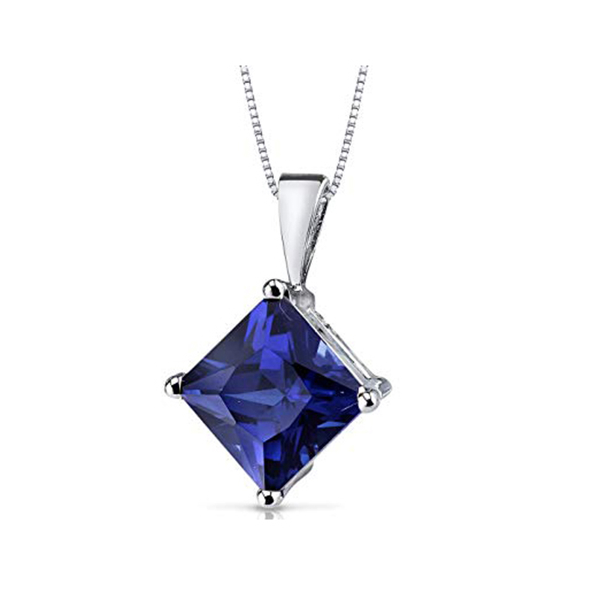 Bonjour Jewelers 1 Cttw Princess Blue Sapphire 18 Inch Necklace 14k Gold