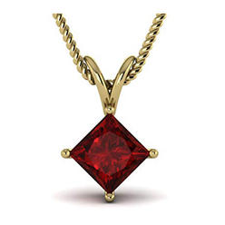 Bonjour Jewelers 1 Cttw Princess Garnet 18 Inch Necklace 18k Gold