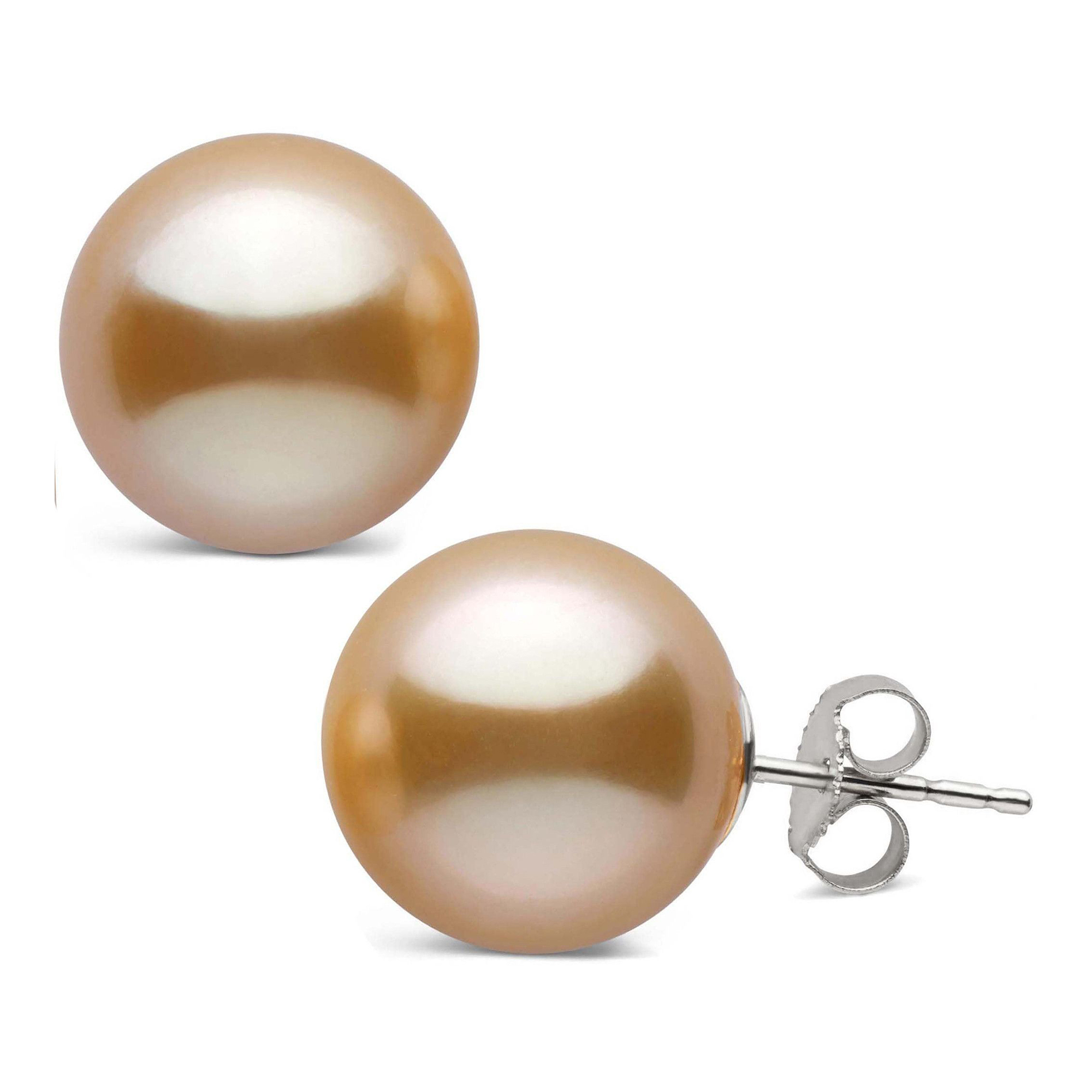 Bonjour Jewelers 14k White Gold 7 MM Brown Freshwater Cultured Pearl Stud Earrings