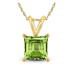 Bonjour Jewelers 14k Solid Yellow Gold 2 Carat Princess Peridot 18 Inch Necklace Pack Of 3.