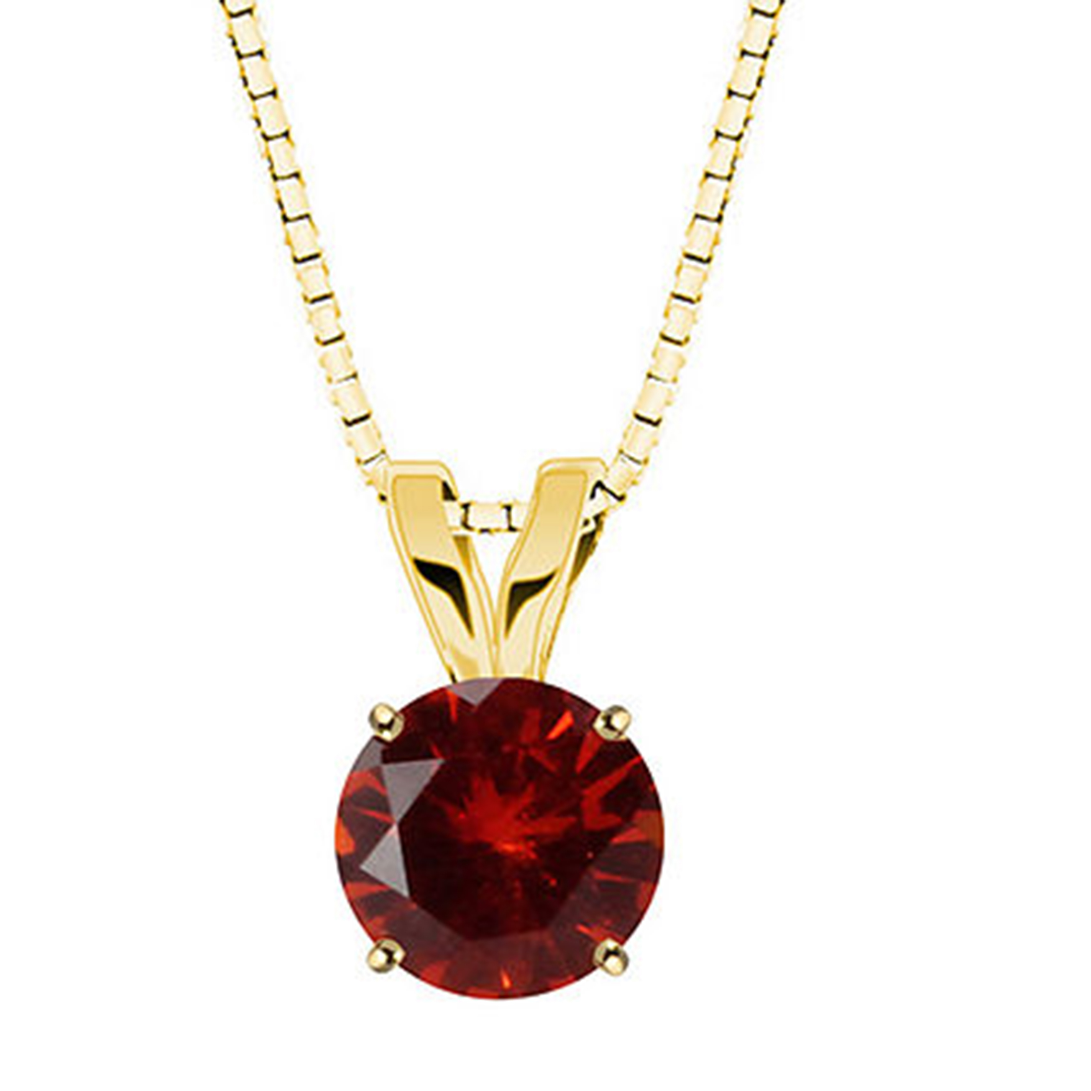 Bonjour Jewelers 14k Solid Yellow Gold 4 Carat Round Ruby 18 Inch Necklace