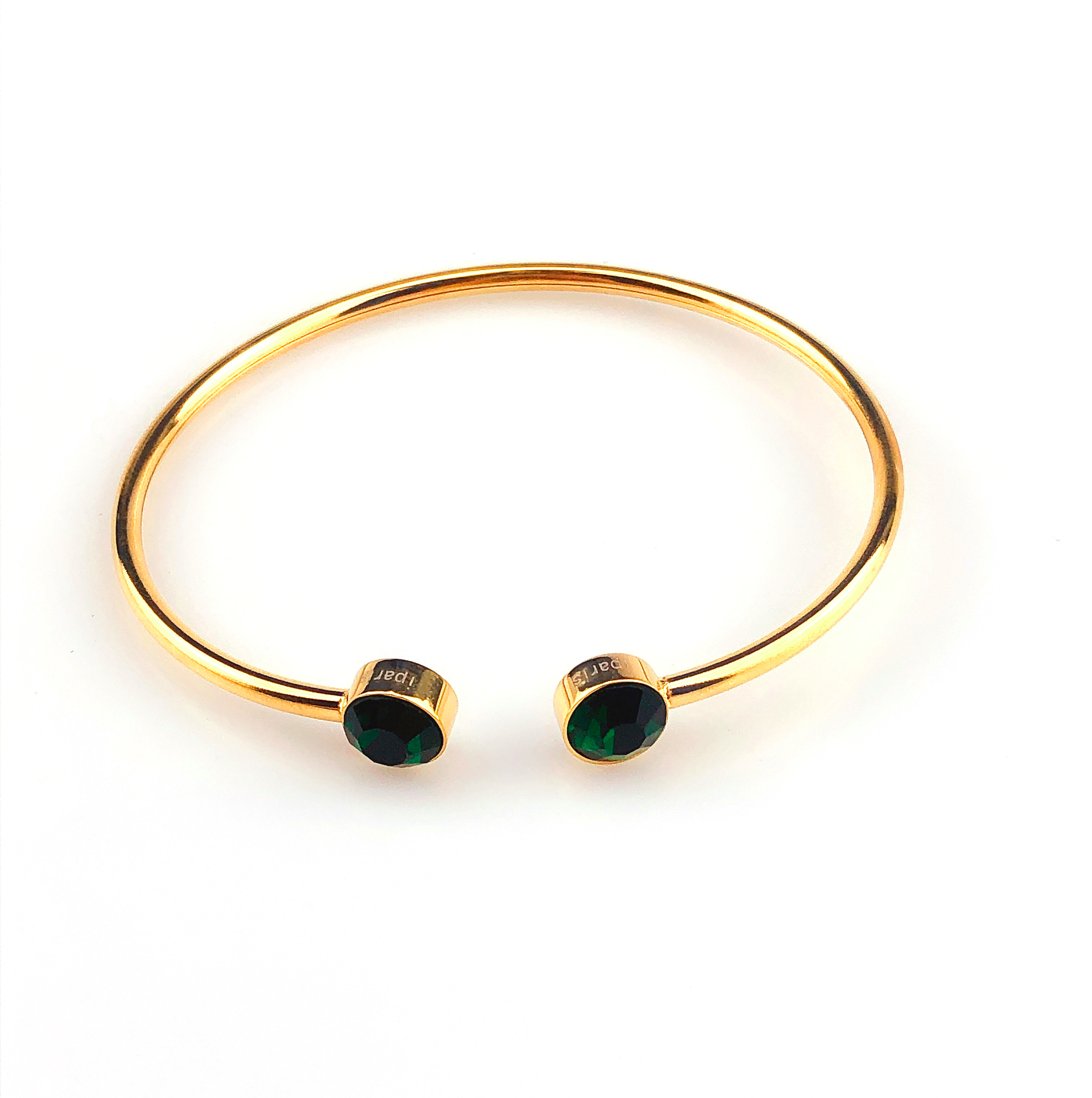 Bonjour Jewelers 1 Ct Round Emerald Stackable Bangle Bracelet In 14k Gold Pack Of 3.
