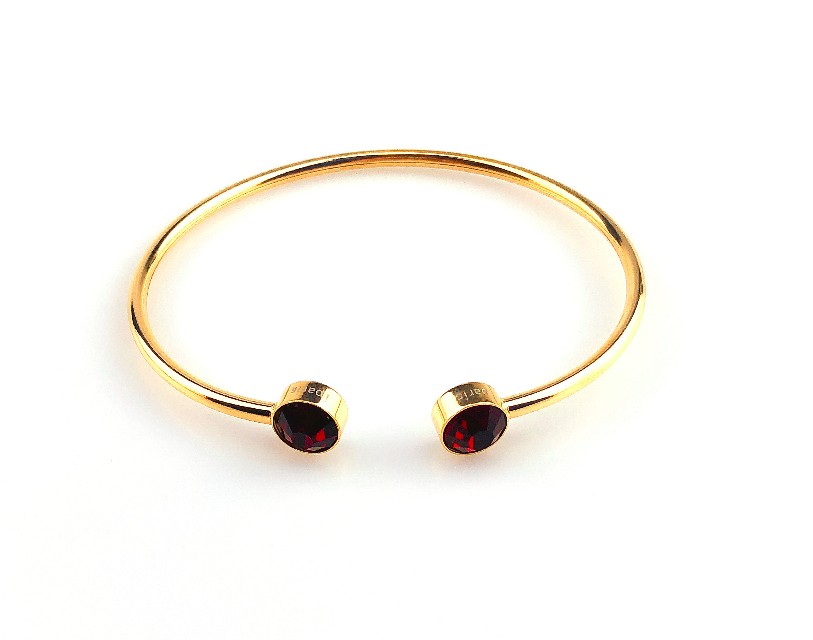 Bonjour Jewelers 1 Ct Round Garnet Stackable Bangle Bracelet In 24k Gold
