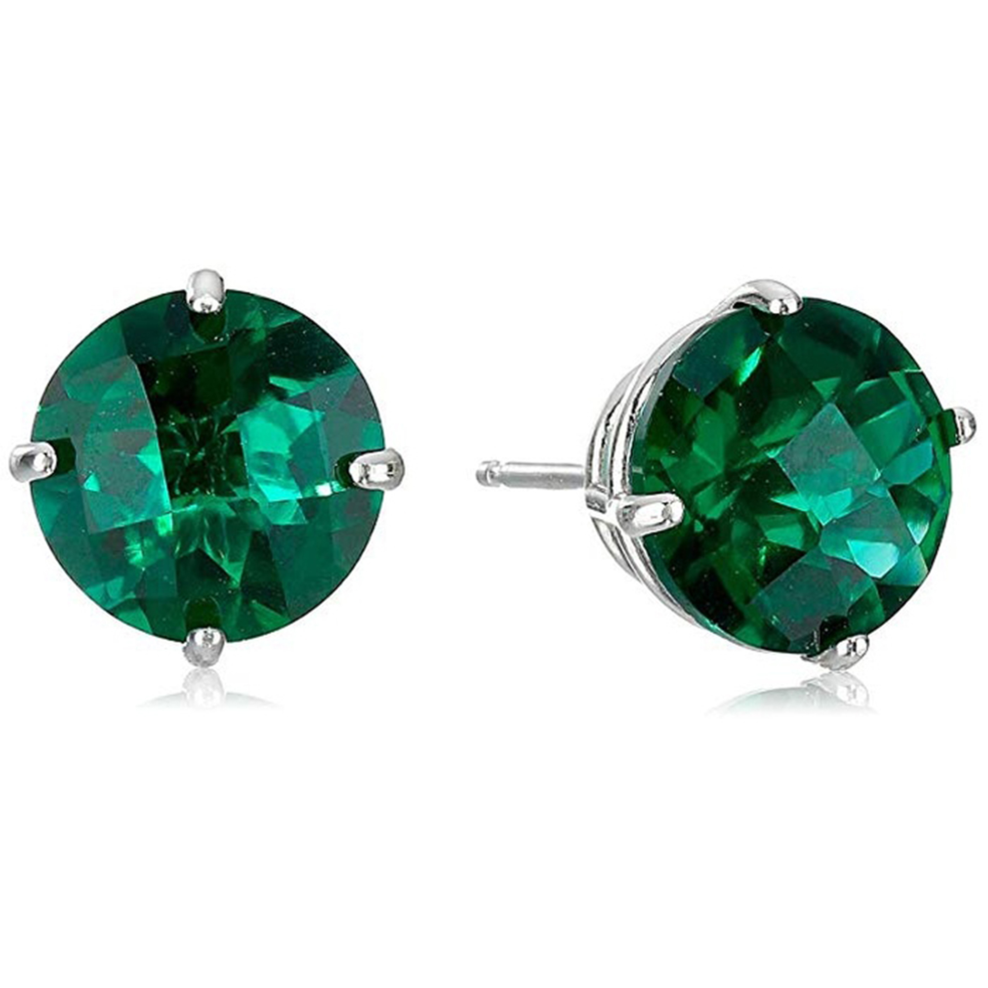 Bonjour Jewelers 14k White Gold Over Sterling Silver 1 Ct Round Emerald Stud Earrings Pack Of 2.