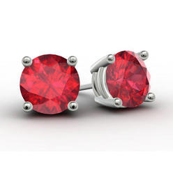 Bonjour Jewelers 14k White Gold Over Sterling Silver 3 Ct Round Ruby Stud Earrings
