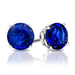 Bonjour Jewelers 14k White Gold Over Sterling Silver 1 Ct Round Blue Sapphire Stud Earrings