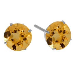 Bonjour Jewelers 14k White Gold Over Sterling Silver 4 Ct Round Citrine Stud Earrings