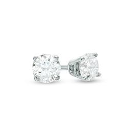 Bonjour Jewelers 14k White Gold 1/4 Carat 4 Prong Solitaire Diamond Stud Earrings