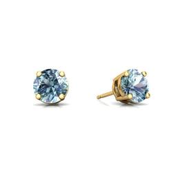 BJ Jewelry 14Kt Yellow Gold Natural Aquamarine 4mm Round Stud Earrings