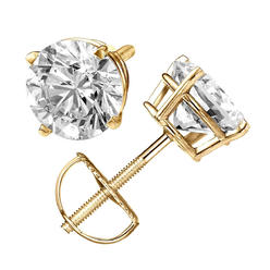 BJ Jewelry 10k Yellow Gold 1/4 Carat Round Created Diamond Stud Earrings