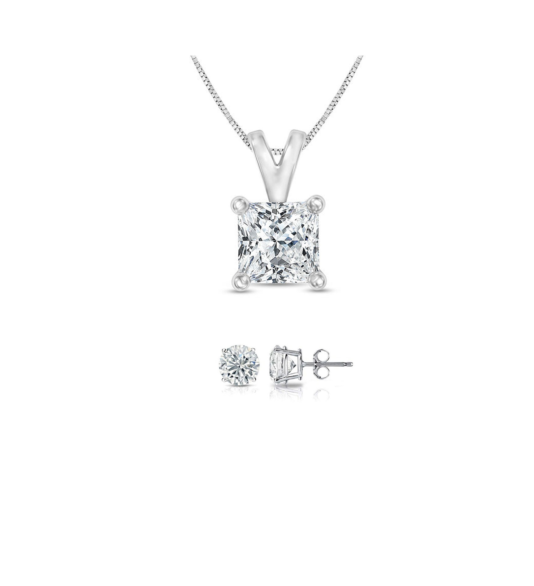 BJ Jewelry 18K White Gold 2ct White Sapphire Princess Cut 18 ...