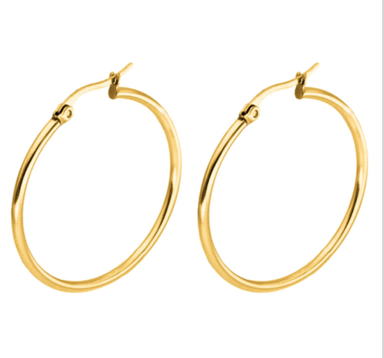 BJ Jewelry 14k Yellow Gold Plated 25mm Hoop Earrings Plated