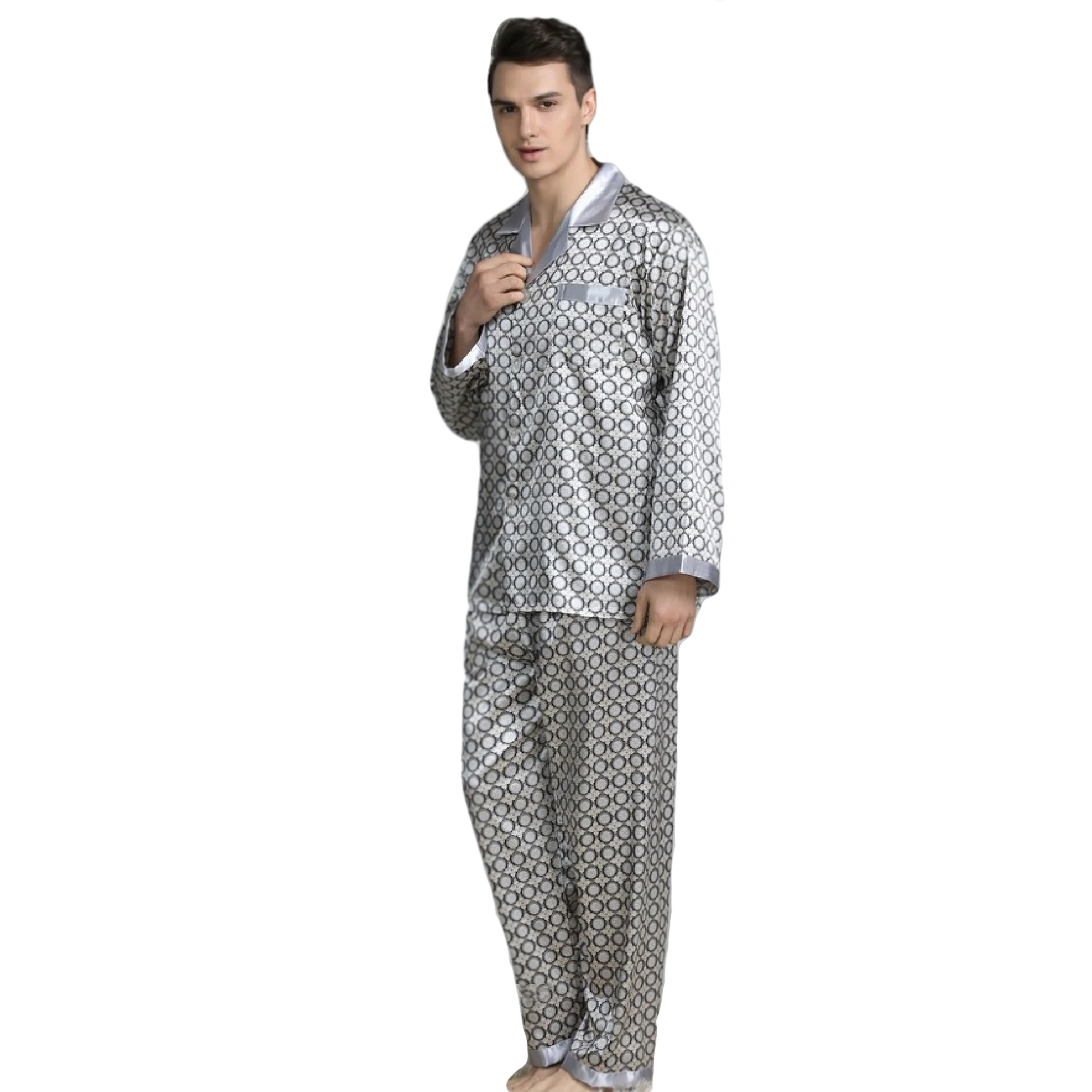 Mens Silk Satin Long Pajamas Set pajamas for men Silk sleepwear__For Great Gift 