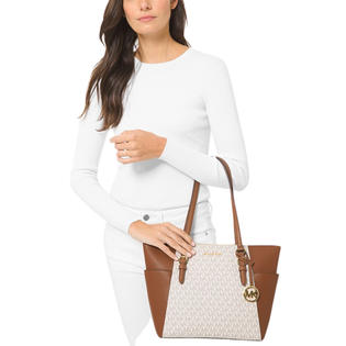 Charlotte large logo and leather satchel clearance