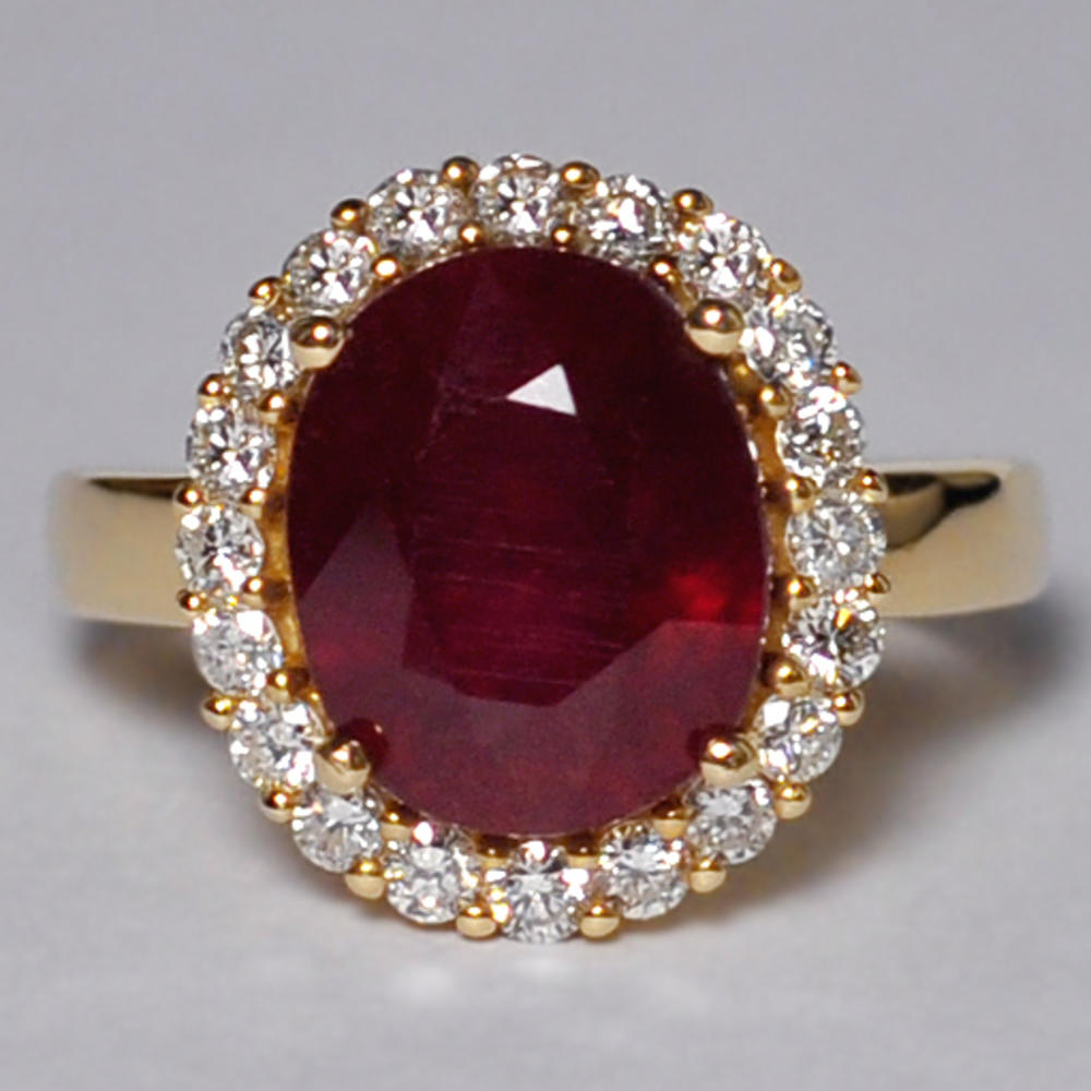 NYC Womens Ruby Diamond Cocktail Halo Ring 14K Yellow Gold 8.61 ct