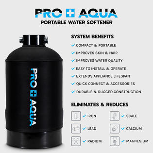 PRO+AQUA WS-P-16 Portable RV Water Softener 16,000 Grain PRO Premium Grade,  Trailers, Boats, Mobile Car Washing, High Flow 3/4 GH Ports