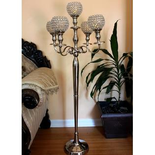 Garian 5 Arm Silver Crystal Candelabra Wedding Centerpieces Votive