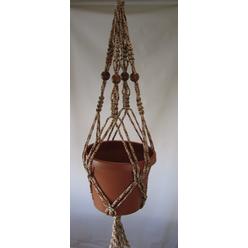 Macrame Design Macrame Plant Hanger 24" Vintage Style 4mm AllSpice Cord with Beads